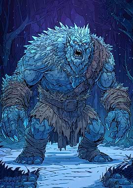 Icy Monster in Winter Forest