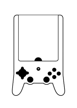 Minimalist Handheld Game Console Line Art