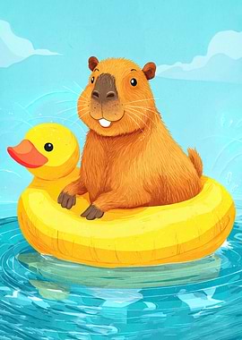 Capybara on Duck Float