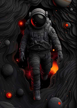Monochrome Astronaut in Space