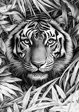 Tiger Portrait in Black and White