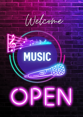 Neon Music Open Sign