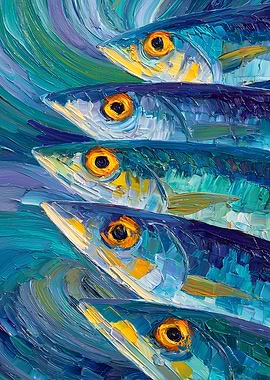School of Fish Oil Painting
