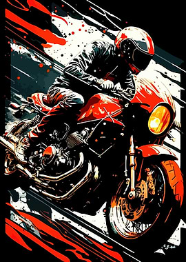 Motorcycle Rider in Motion