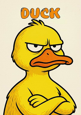 Grumpy Cartoon Duck Illustration