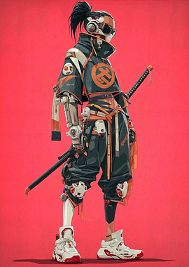 Cyberpunk Samurai with Katana