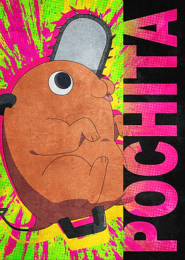 Chainsaw Man: Pochita neon colors effect