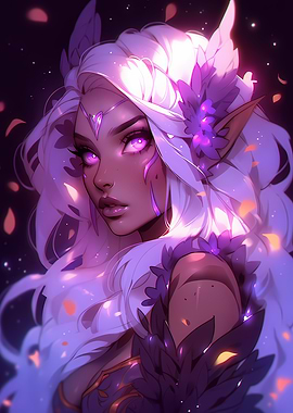 Fantasy Elf Portrait with Purple Accents