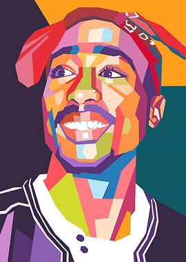 Tupac Shakur Colorful Pop Art Portrait