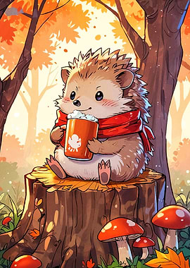 Cute Hedgehog Autumn