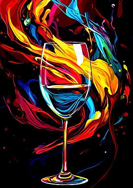 Colorful Wine Glass Abstract Art