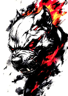 Fiery Pitbull Portrait