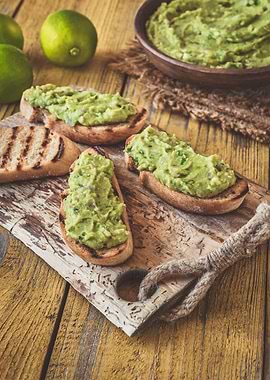 Guacamole Toast with Limes and Dip