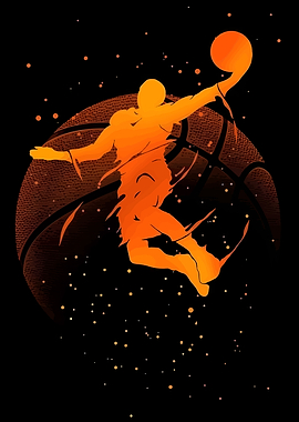 Basketball Player Dunking Silhouette Art
