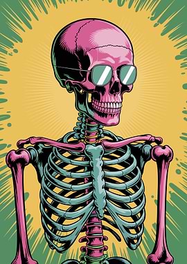 Cool Skeleton with Sunglasses Illustration