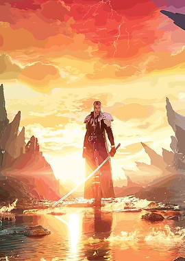 Sephiroth in a Fiery Landscape