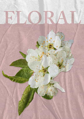 Floral arrangement on pink textured background