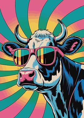 Cool Cow with Sunglasses Pop Art