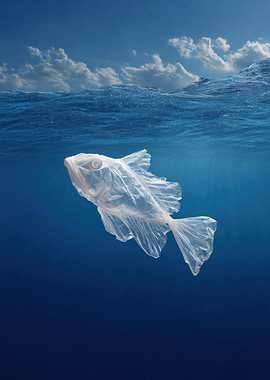 Plastic Bag Fish in Ocean