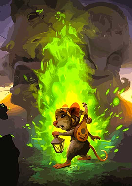 Mouse Adventurer with Lantern and Lute