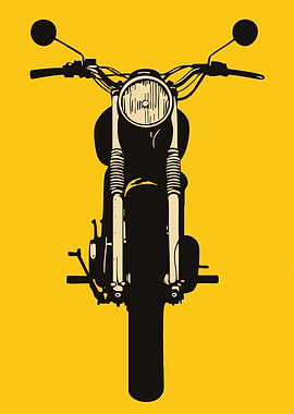 Motorcycle Front View on Yellow Background