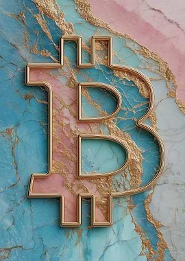 Bitcoin on Pastel Marble