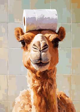 Camel with Toilet Paper on Head