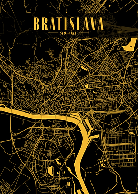 Golden Bratislava City Map