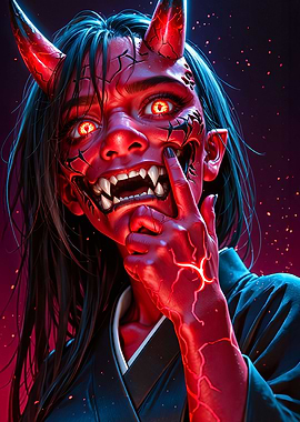 Red Oni Girl with Horns