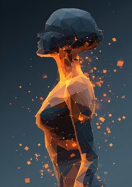 Abstract Polygonal Woman with Glowing Edges