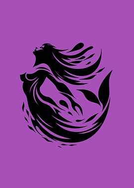 Mermaid Silhouette on Purple Background