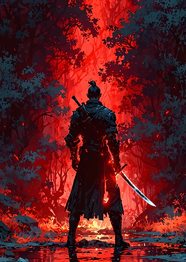 Warrior in Red Forest