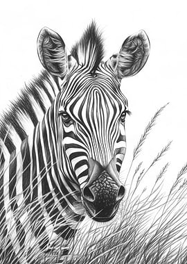 Zebra Portrait in Graphite