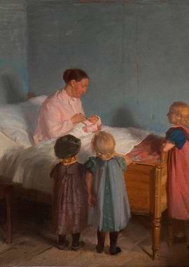 Mother and Children Painting