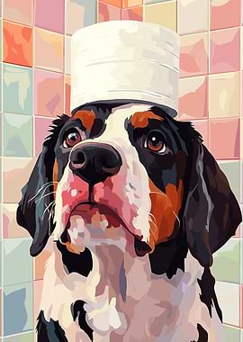 Dog with Hat Digital Art