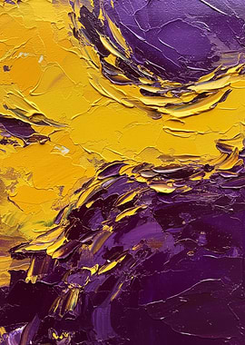 Abstract Purple and Yellow Oil Painting