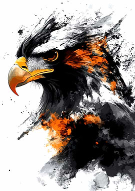 Eagle Portrait with Watercolor Effect