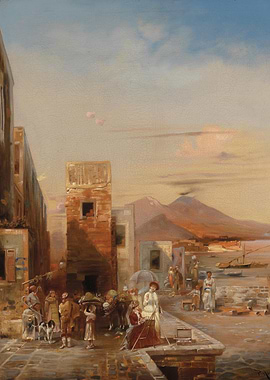 Italian Coastal Town Painting