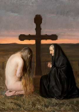 Penitent Magdalene and Old Woman Painting