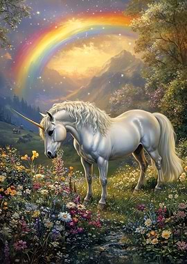 Unicorn in a Floral Meadow
