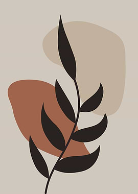 Minimalist Leaf and Abstract Shapes Art