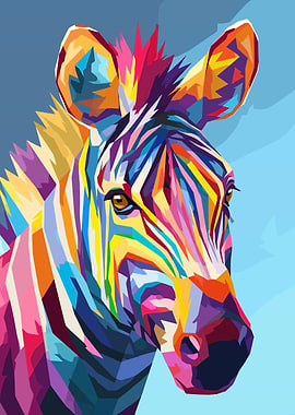 Colorful Zebra Portrait