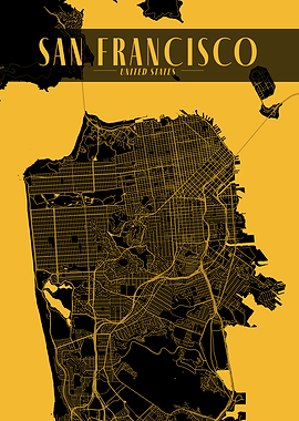 Golden San Francisco City Map