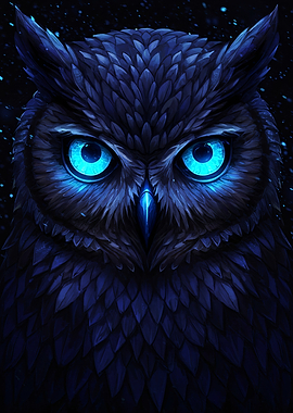 Blue-Eyed Owl Portrait