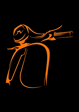 Orange Scooter Silhouette on Black Background