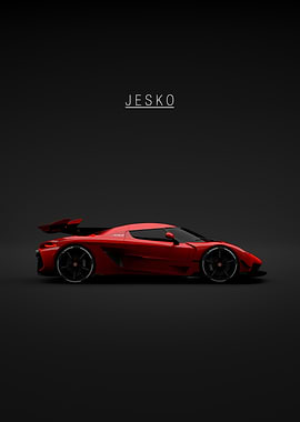 Red Koenigsegg Jesko on Black Background