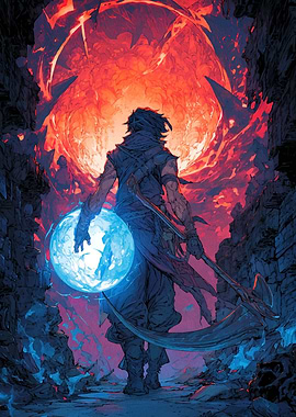 Fantasy Warrior with Scythe and Orb