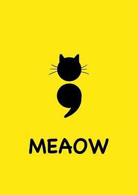 Minimalist Cat Semicolon Meaow