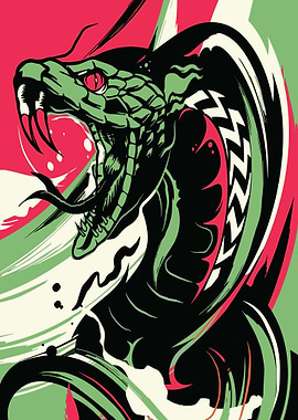 Cobra Snake Illustration with Abstract Background
