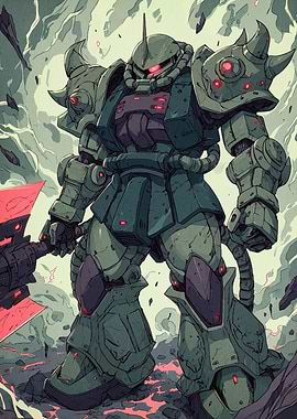 Zaku II Mobile Suit Illustration